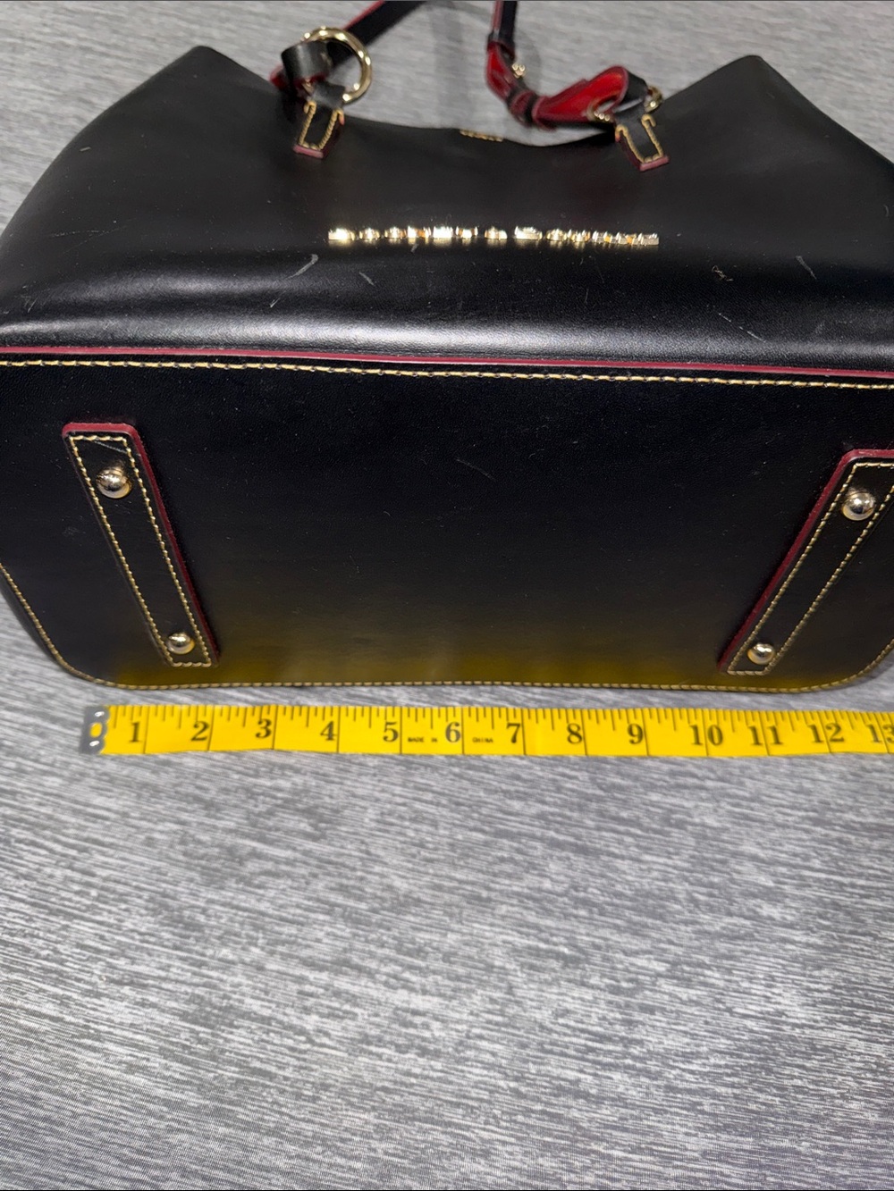 Dooney & Bourke Black Leather Tote with Red Trim - Picture 12 of 13